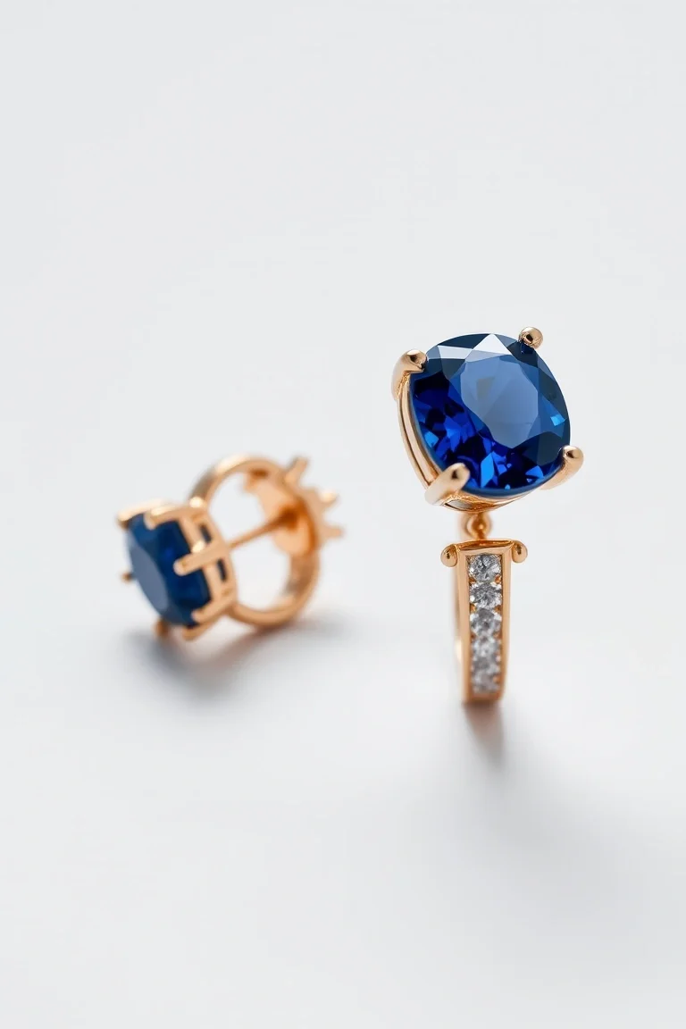 14K LEVER BACK SAPPHIRE EARRING