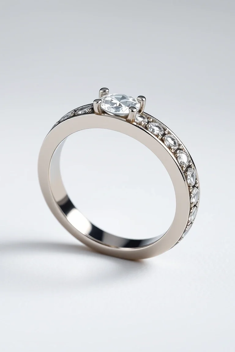 14K Machine Set Diamond Ring A Quality