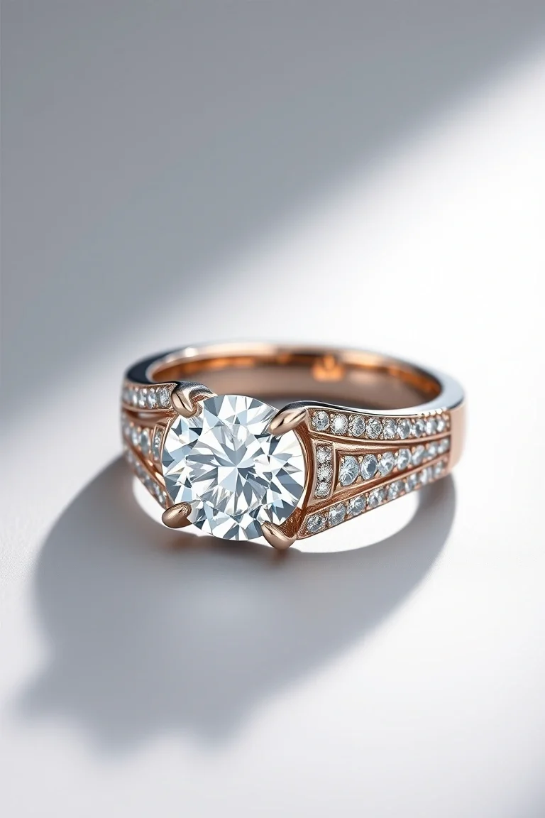 14K Machine Set Diamond Ring A Quality