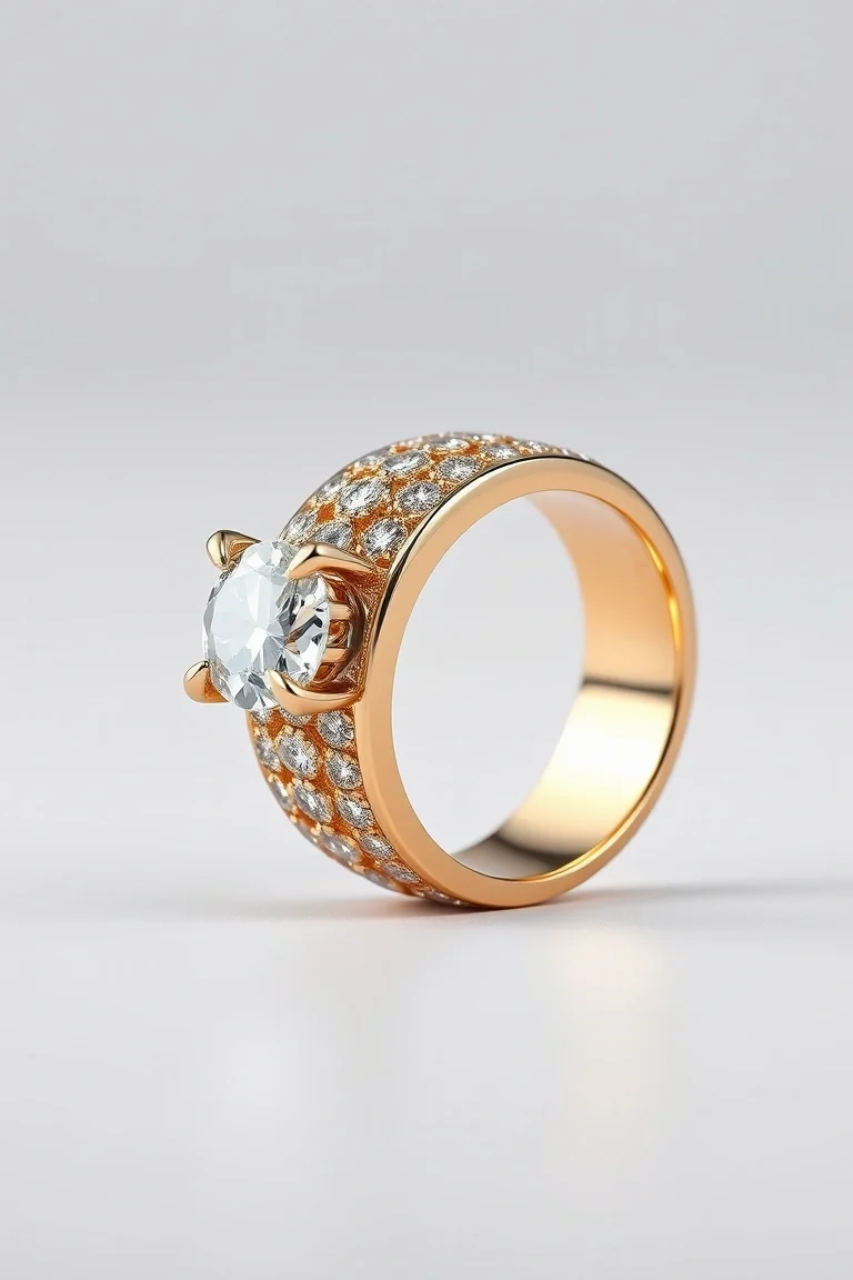 14K Machine Set Diamond Ring AA Quality