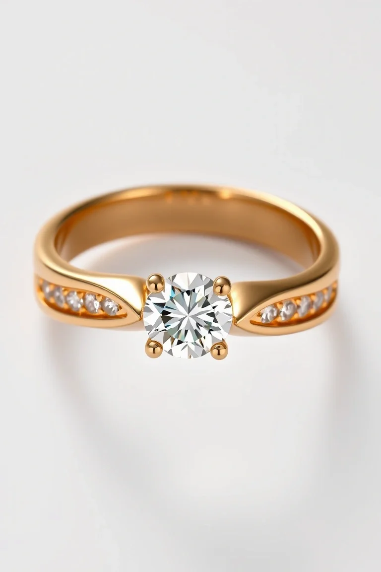14K Machine Set Diamond Ring AA Quality