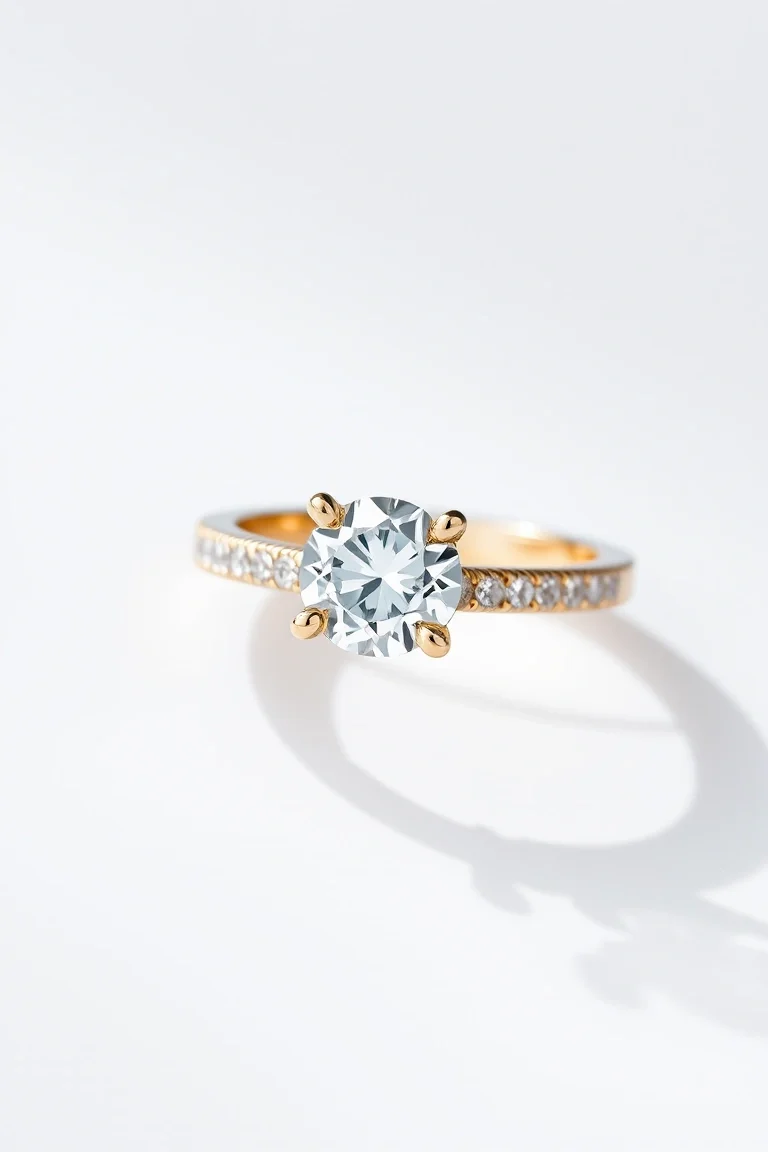 14K Machine Set Diamond Ring AA Quality