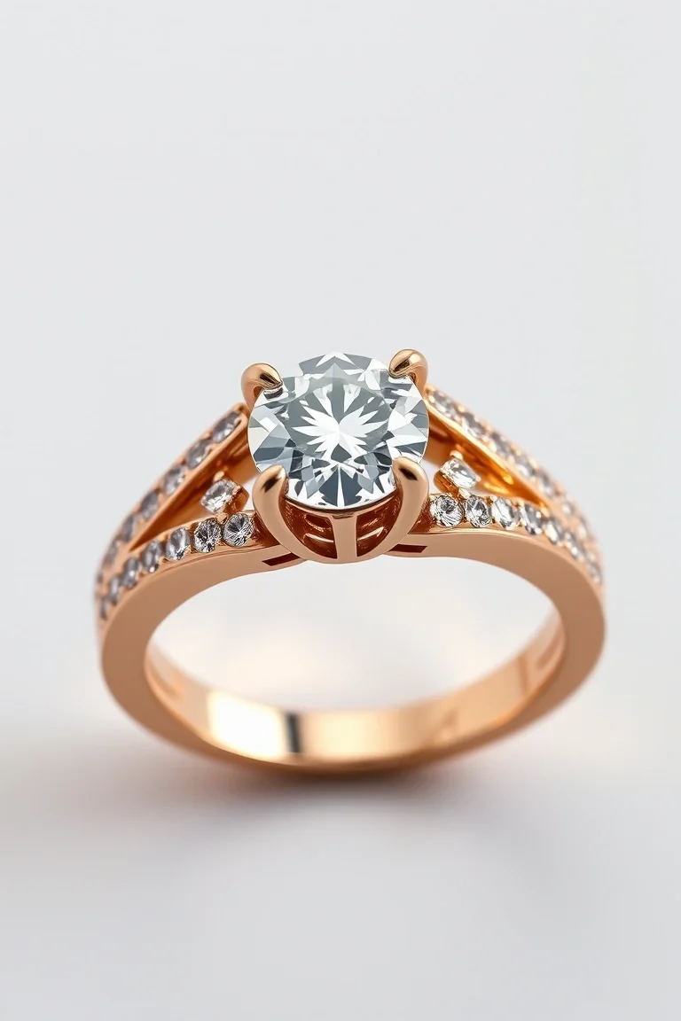 14K Machine Set Diamond Ring AA Quality