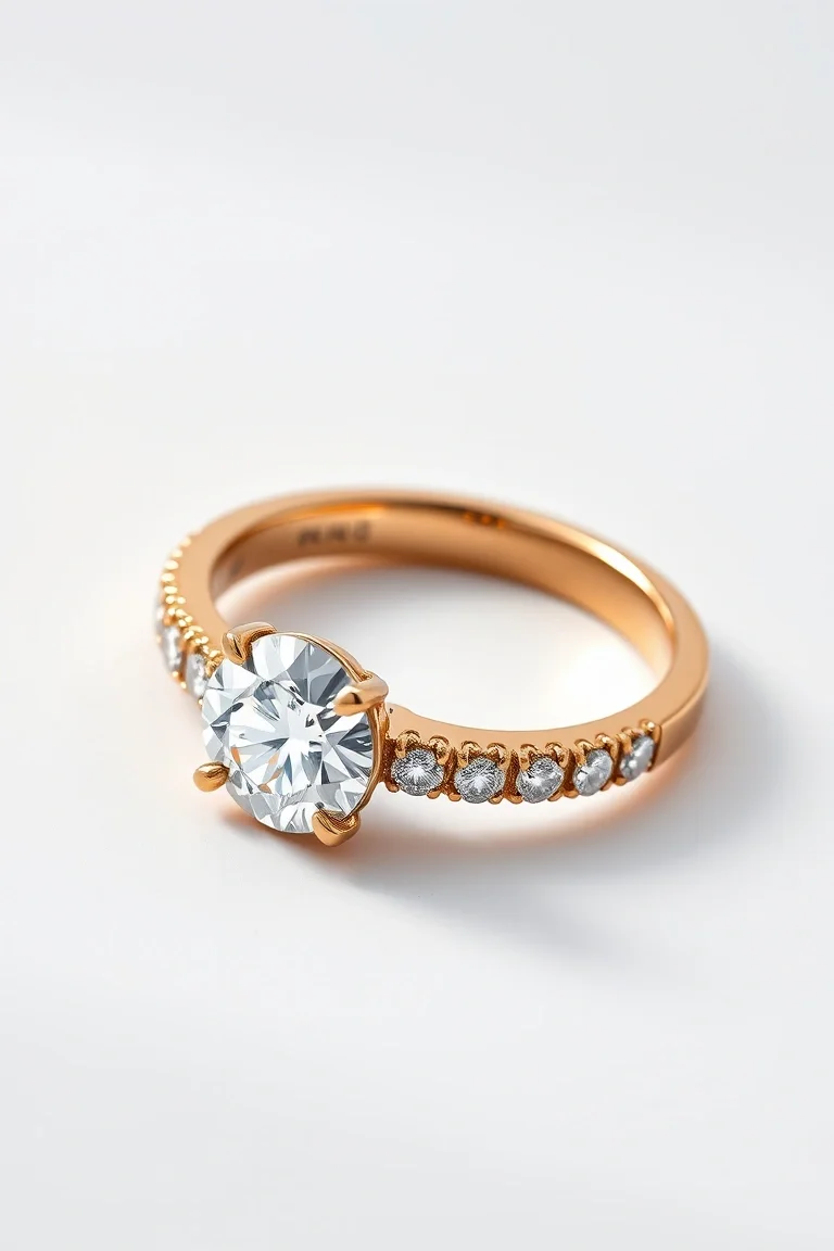 14K Machine Set Diamond Ring AA Quality