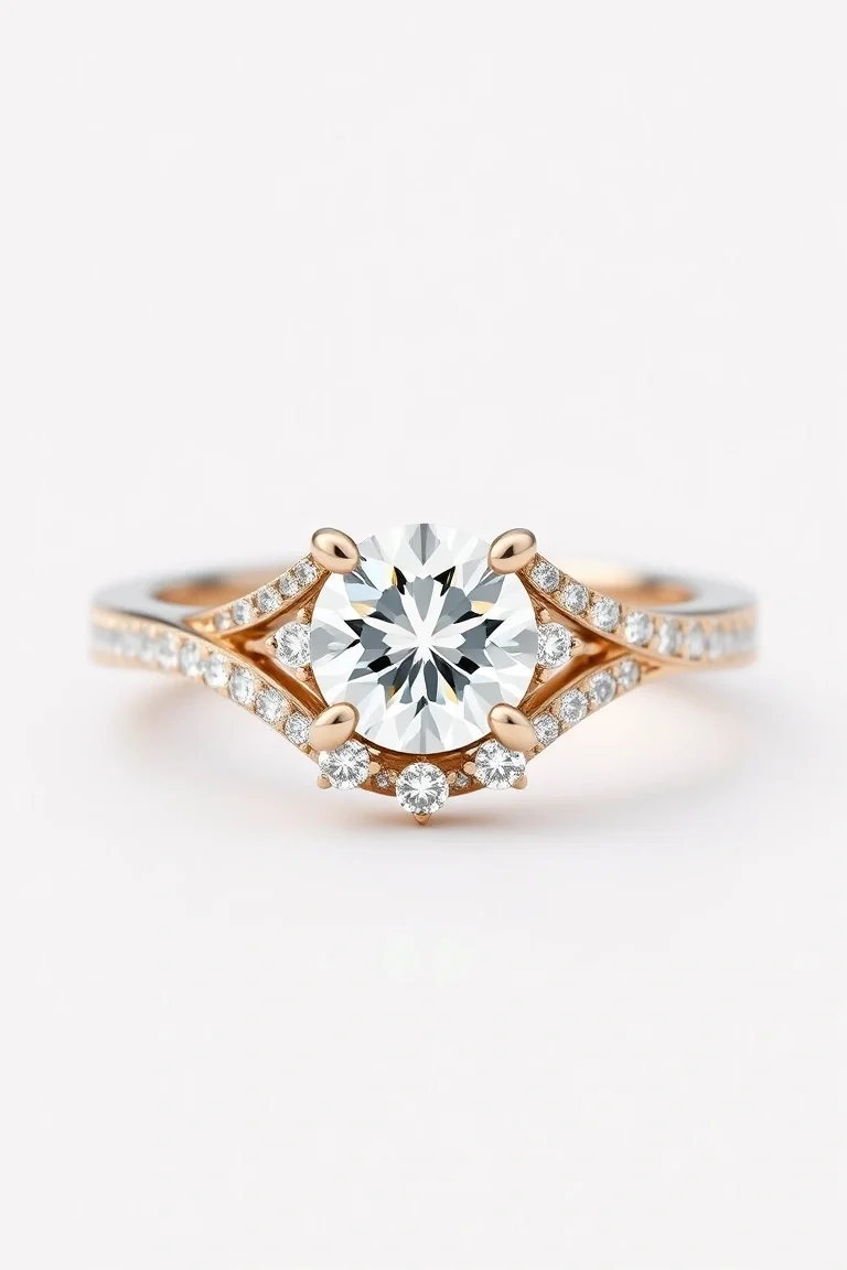 14K Machine Set Diamond Ring AA Quality