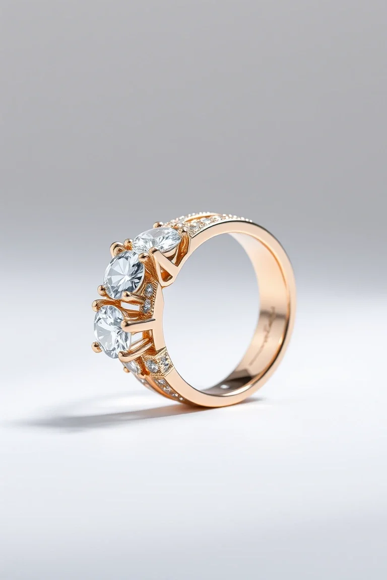 14K Machine Set Diamond Ring AA Quality