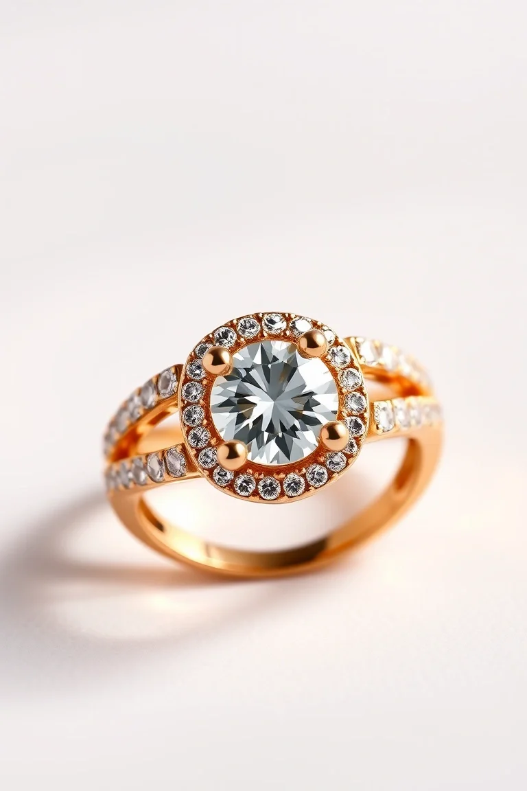 14K Machine Set Diamond Ring AA Quality