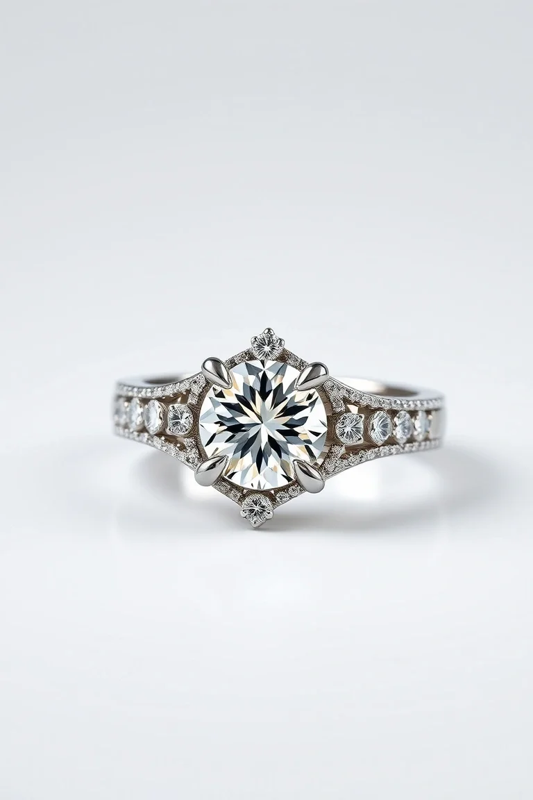 14K Machine Set Diamond Ring AA Quality