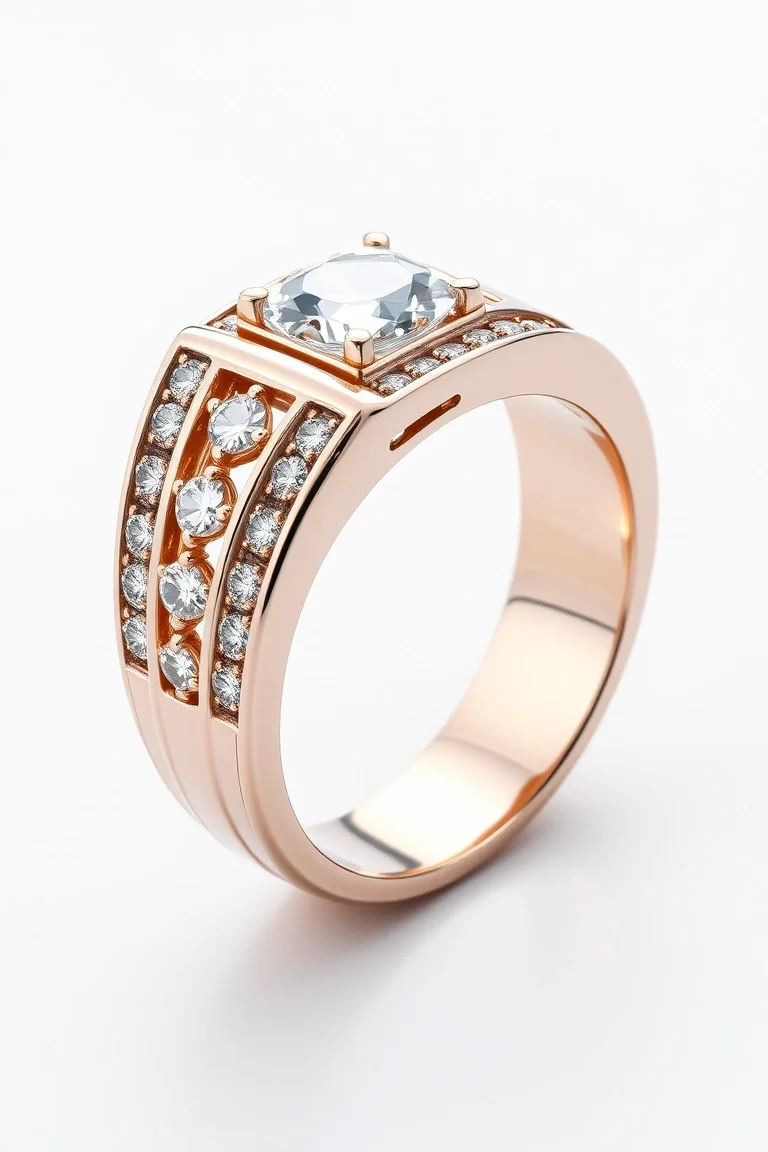 14K Machine Set Diamond Ring AA Quality