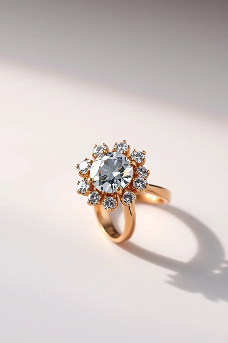 14K Machine Set Diamond Ring AAA Quality