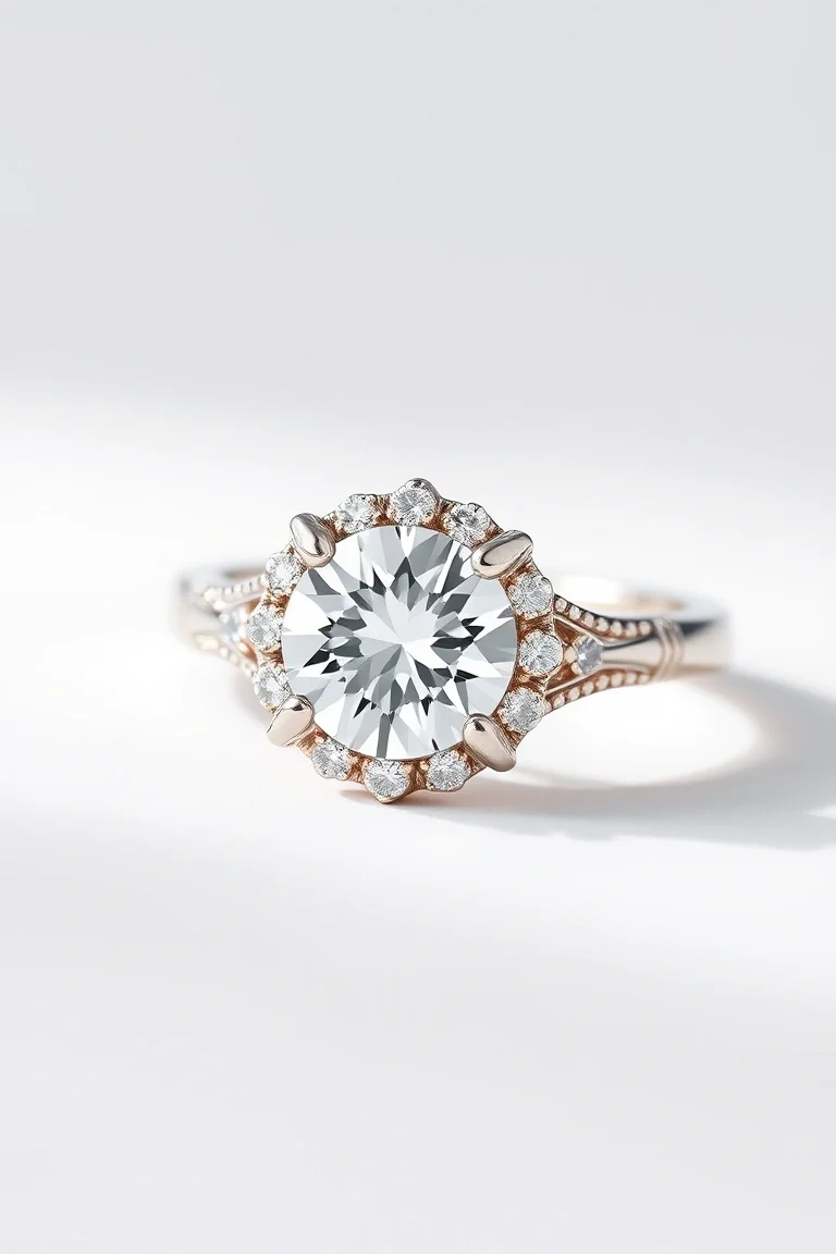 14K Machine Set Diamond Ring AAA Quality