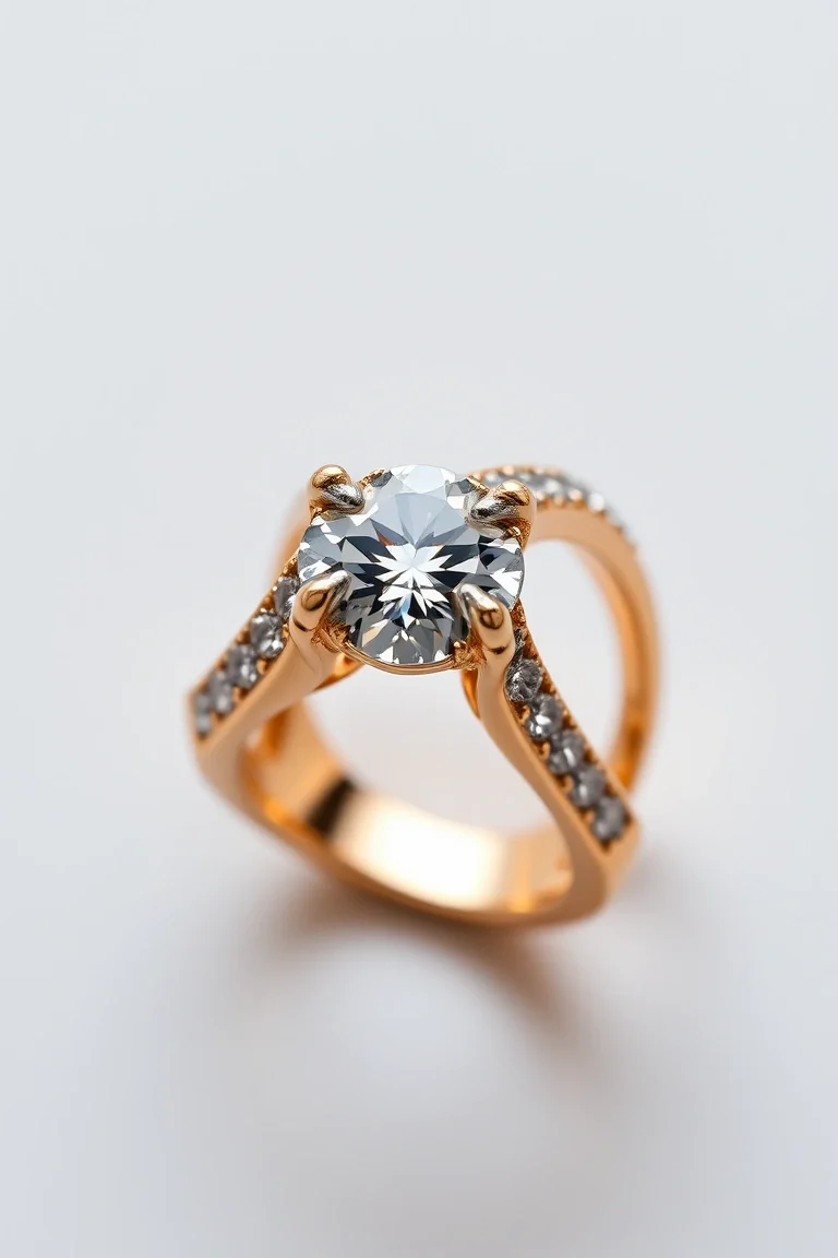 14K Machine Set Diamond Ring AAA Quality