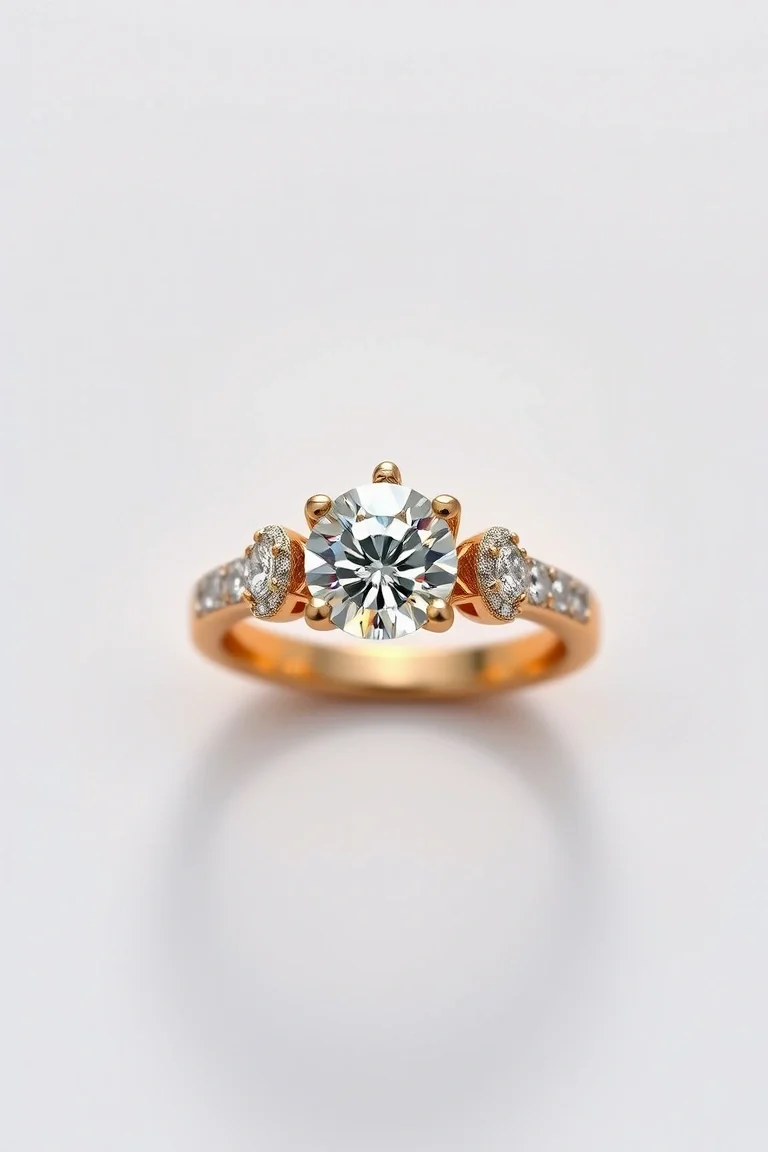 14K Machine Set Diamond Ring AAA Quality