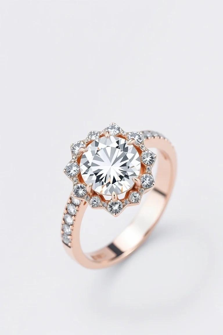 14K Machine Set Diamond Ring AAA Quality