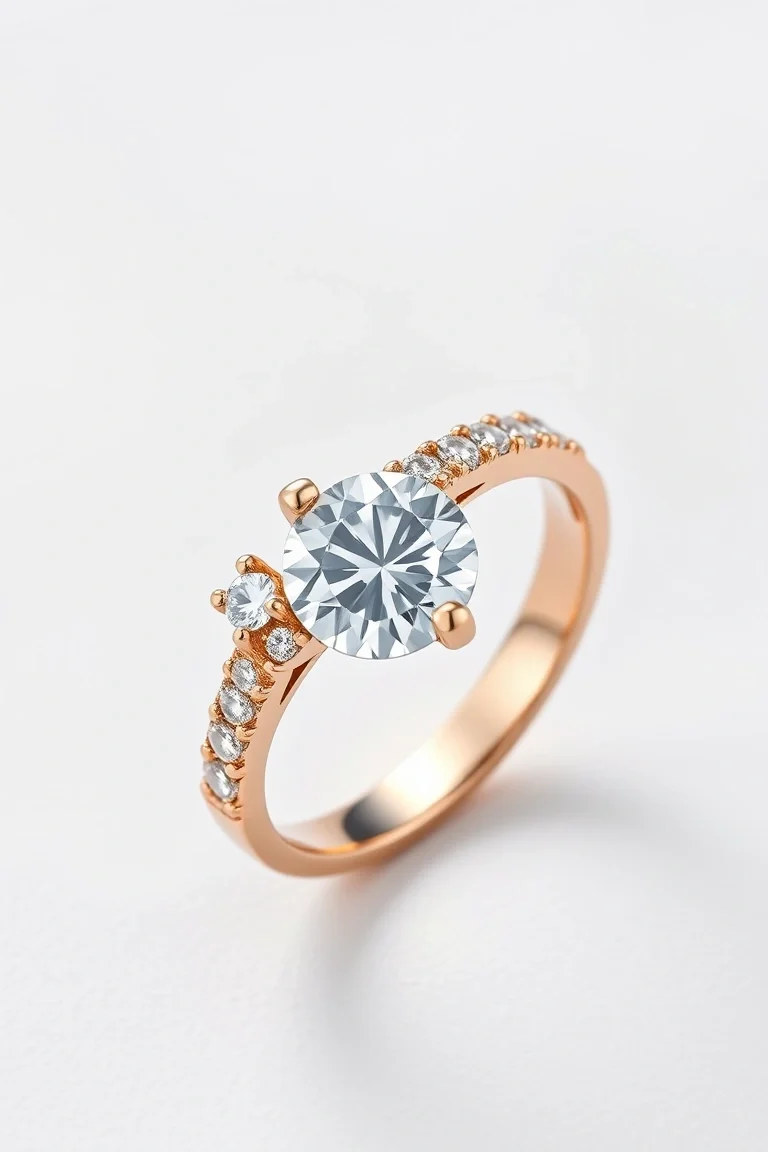 14K Machine Set Diamond Ring AAA Quality