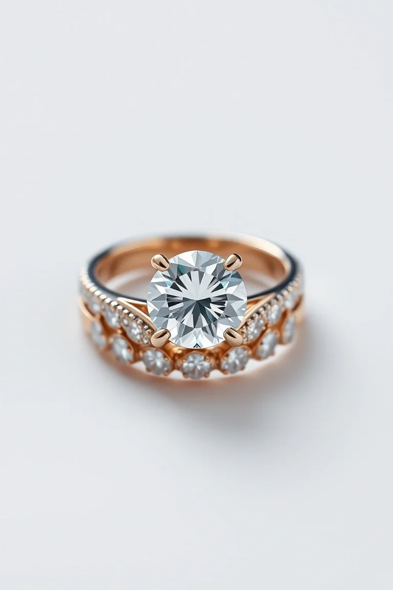 14K Machine Set Diamond Ring AAA Quality