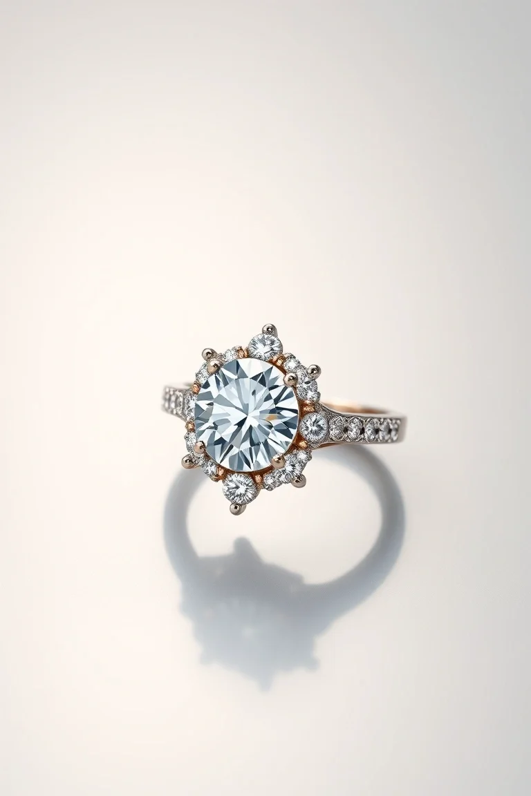 14K Machine Set Diamond Ring AAA Quality