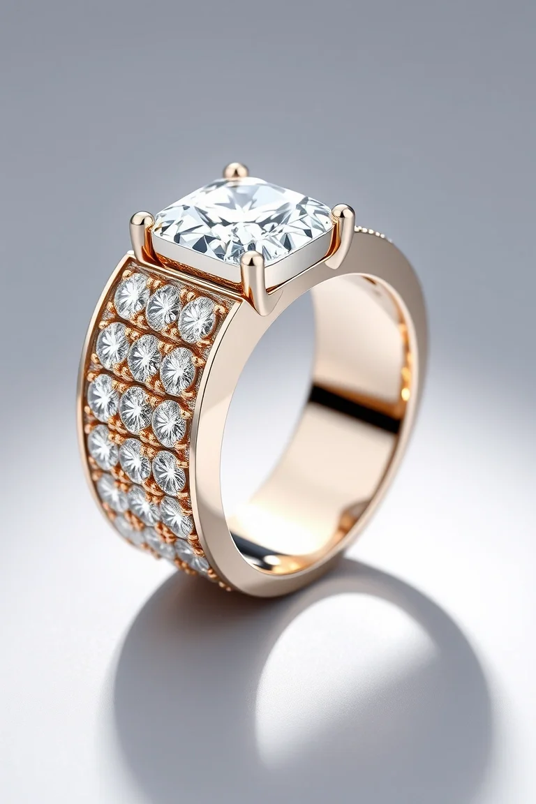 14K Machine Set Diamond Ring VS Quality