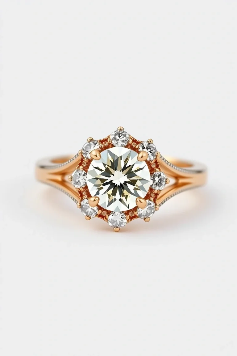 14K Machine Set Diamond Ring VS Quality