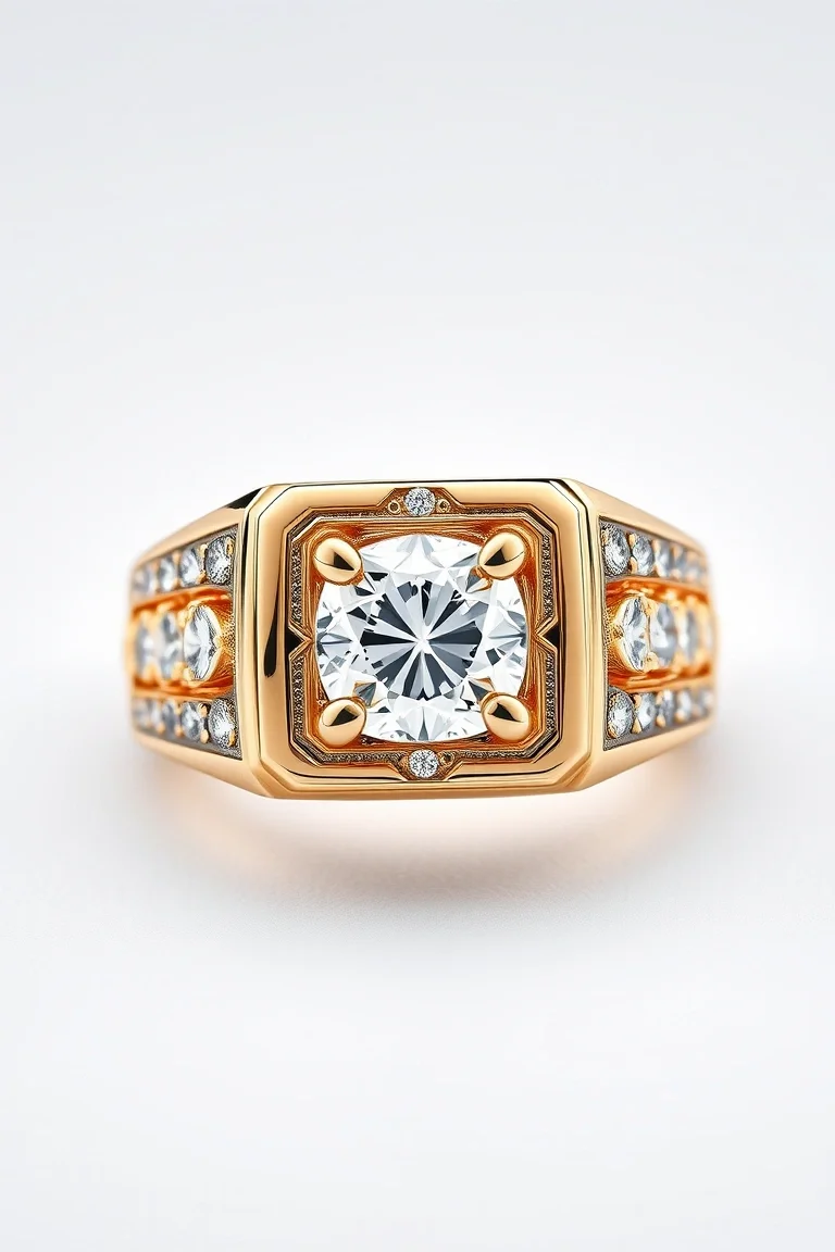 14K Mens Diamond Ring