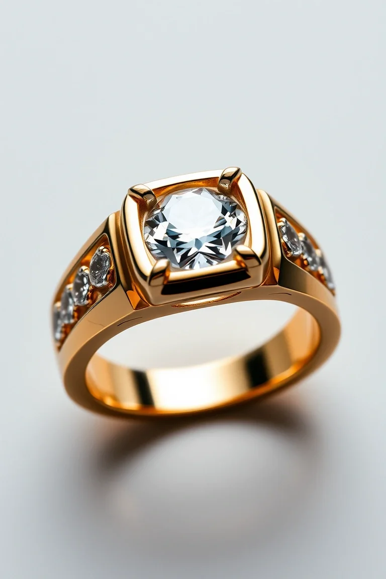 14K Mens Diamond Ring