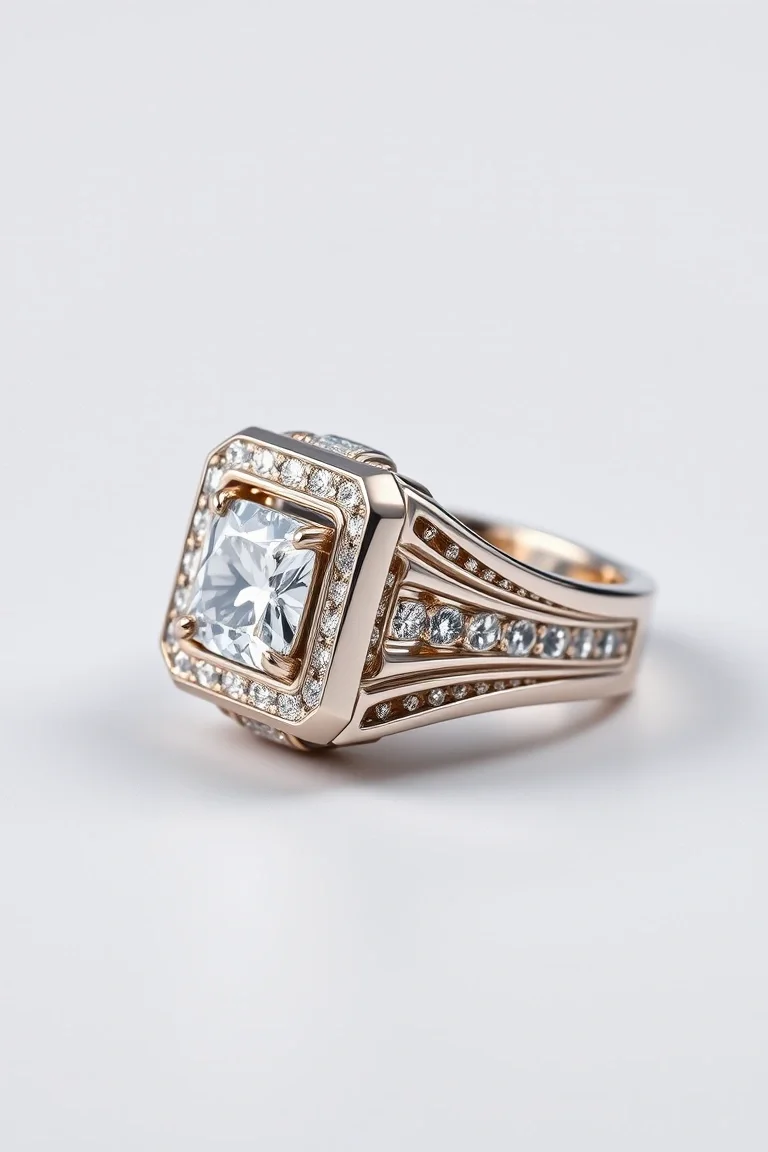 14K Mens Diamond Ring