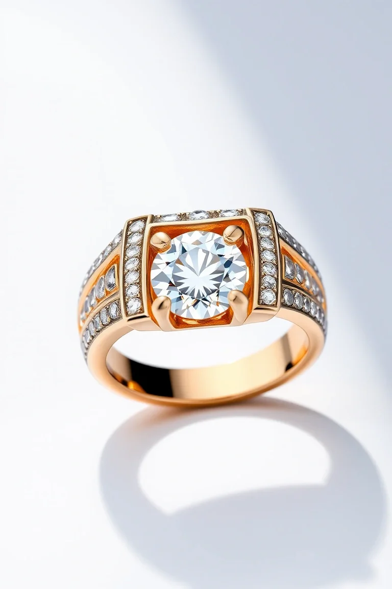 14K Mens Diamond Ring