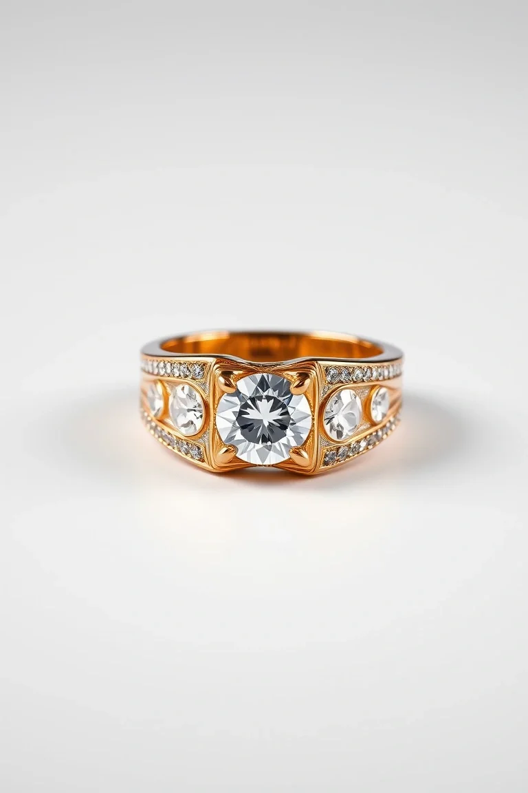 14K Mens Diamond Ring