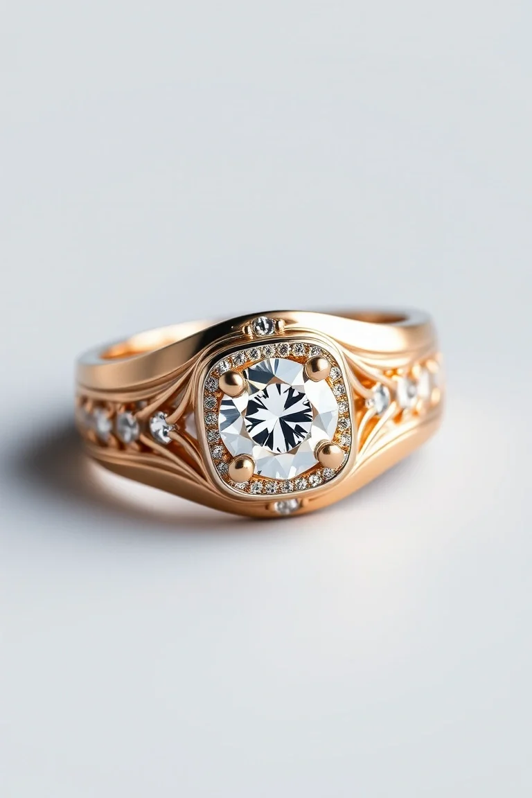 14K Mens Diamond Ring