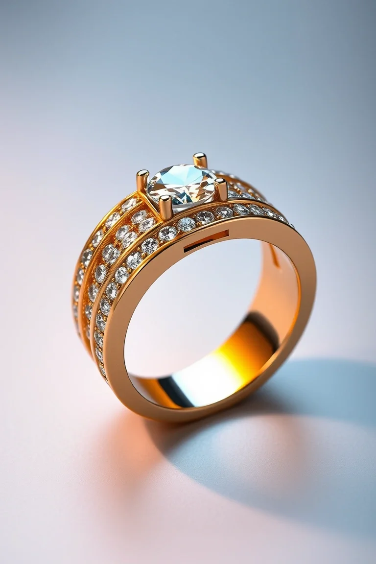 14K Mens Diamond Ring