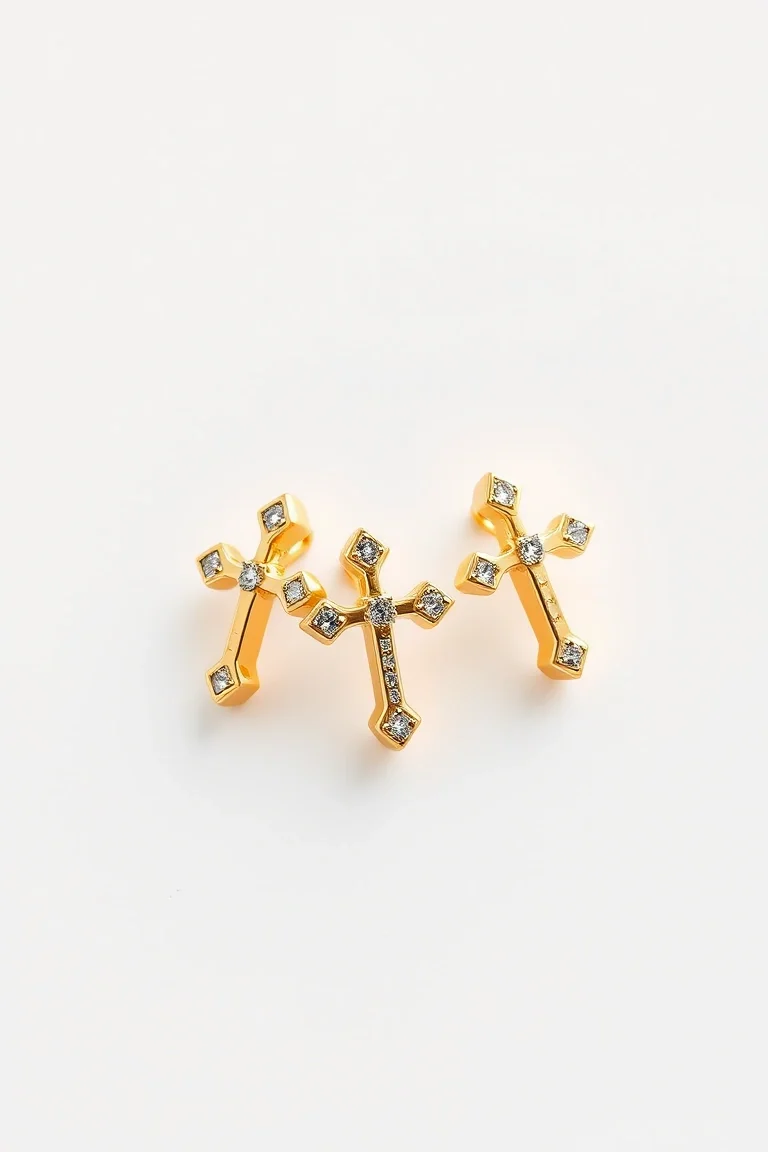 14K Mini Cross Earrings