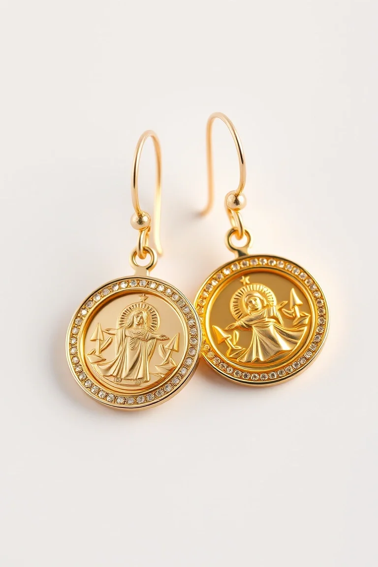 14K Miraculous Medal Earrings