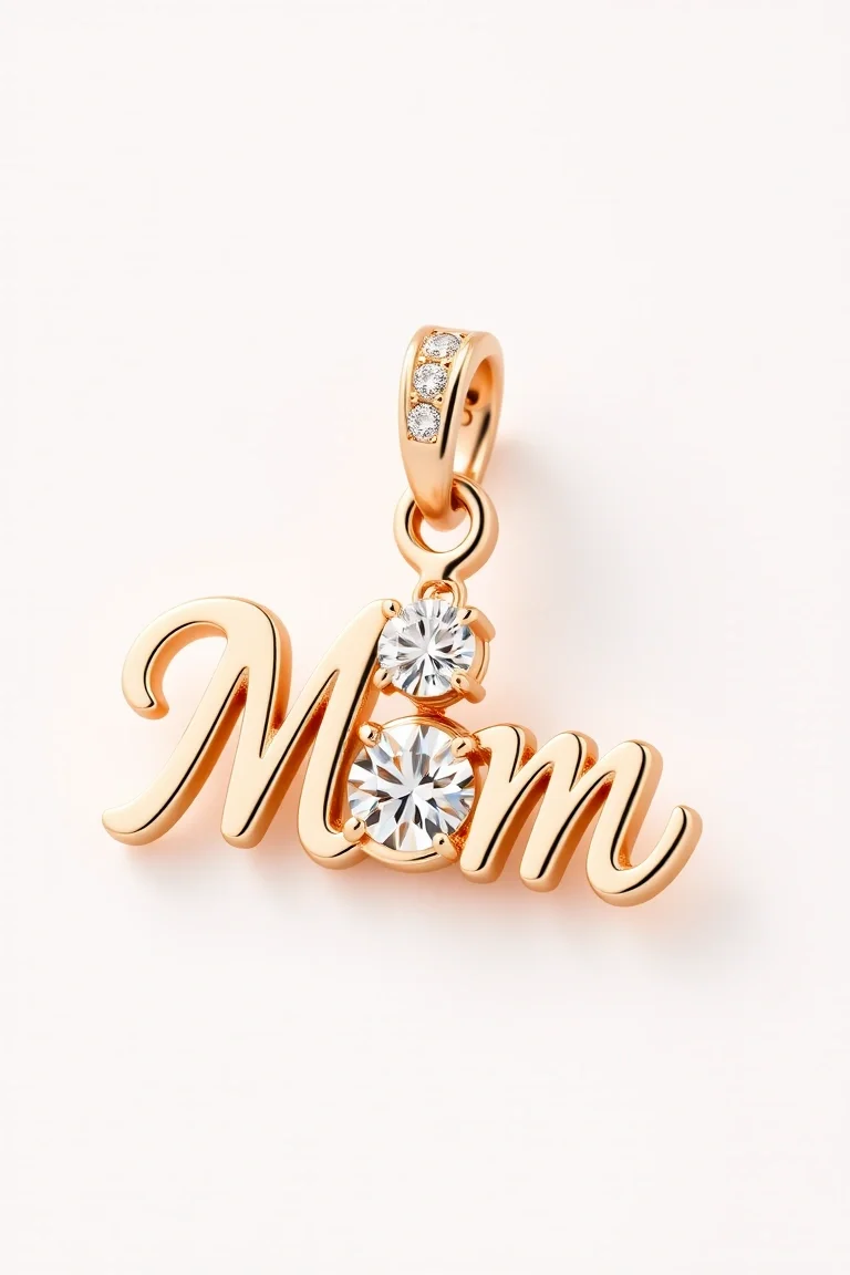 14K Mom Charm With Diamond
