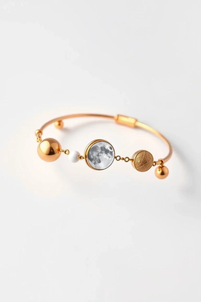 14K Moon And Planets Bracelet 7 In.