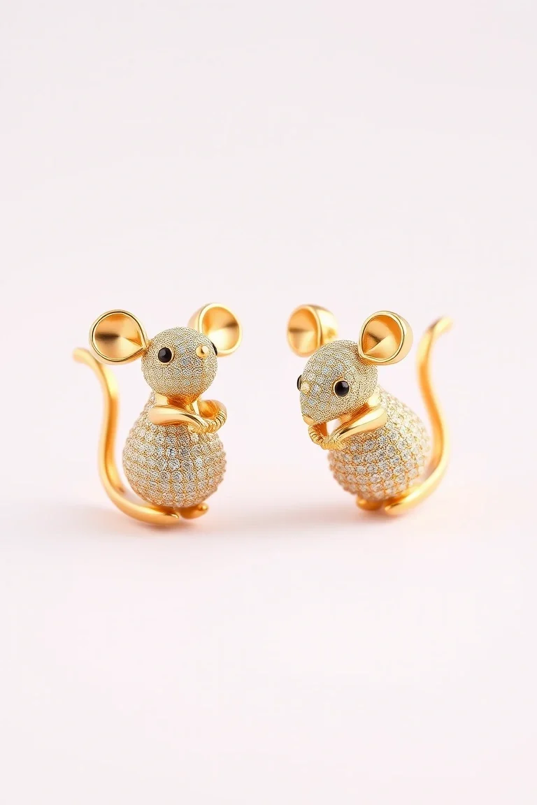 14K Mouse Earrings