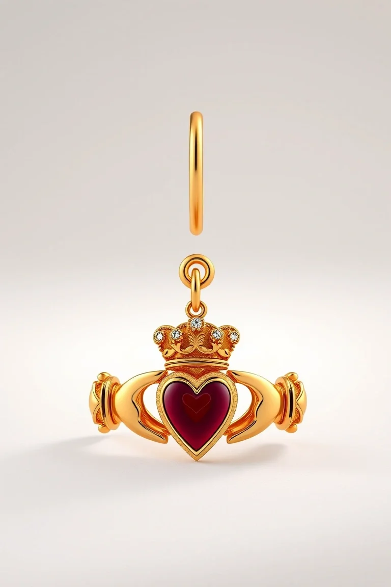 14K Multi-Colored Claddagh Charm Holder