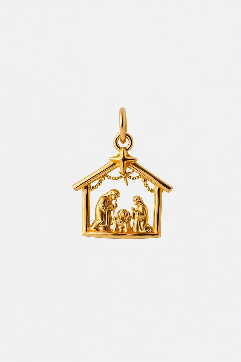 14K Nativity Charm