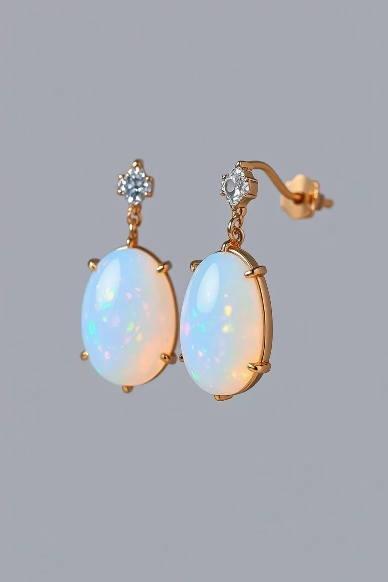 14K Opal Earrings-October