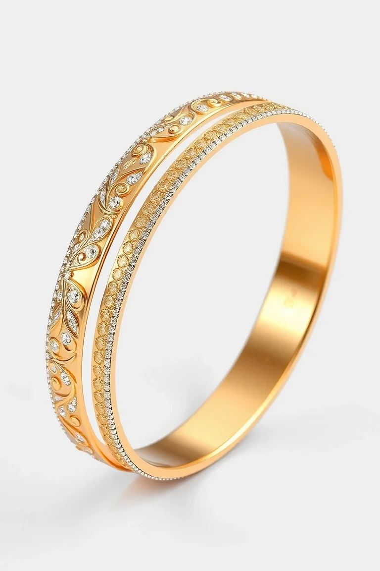 14k Oversize Engraved Bangle 16O Quality