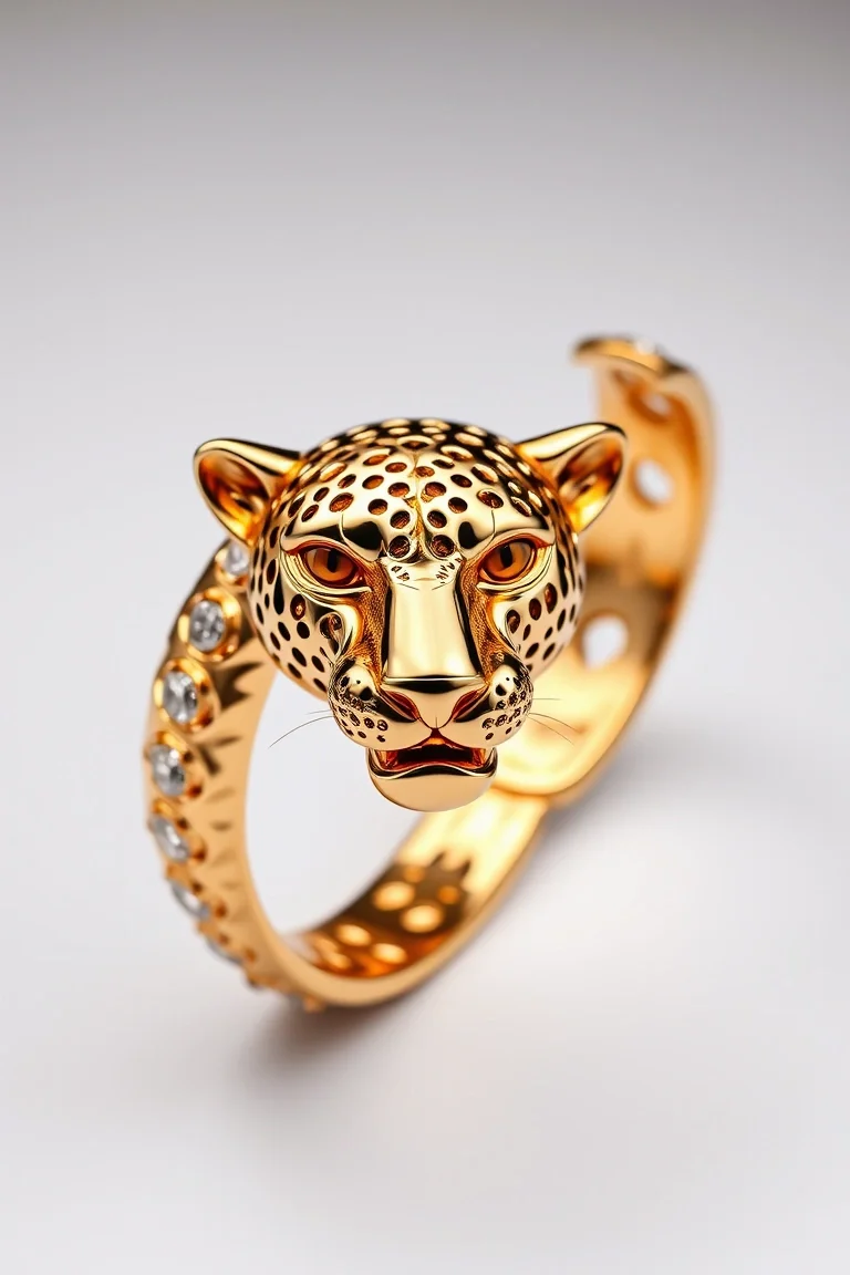 14K Panther Bracelet 7 In.