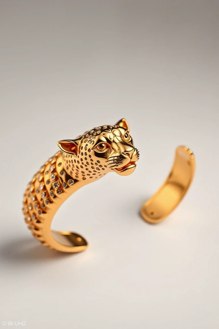 14K Panther Bracelet 7 In.