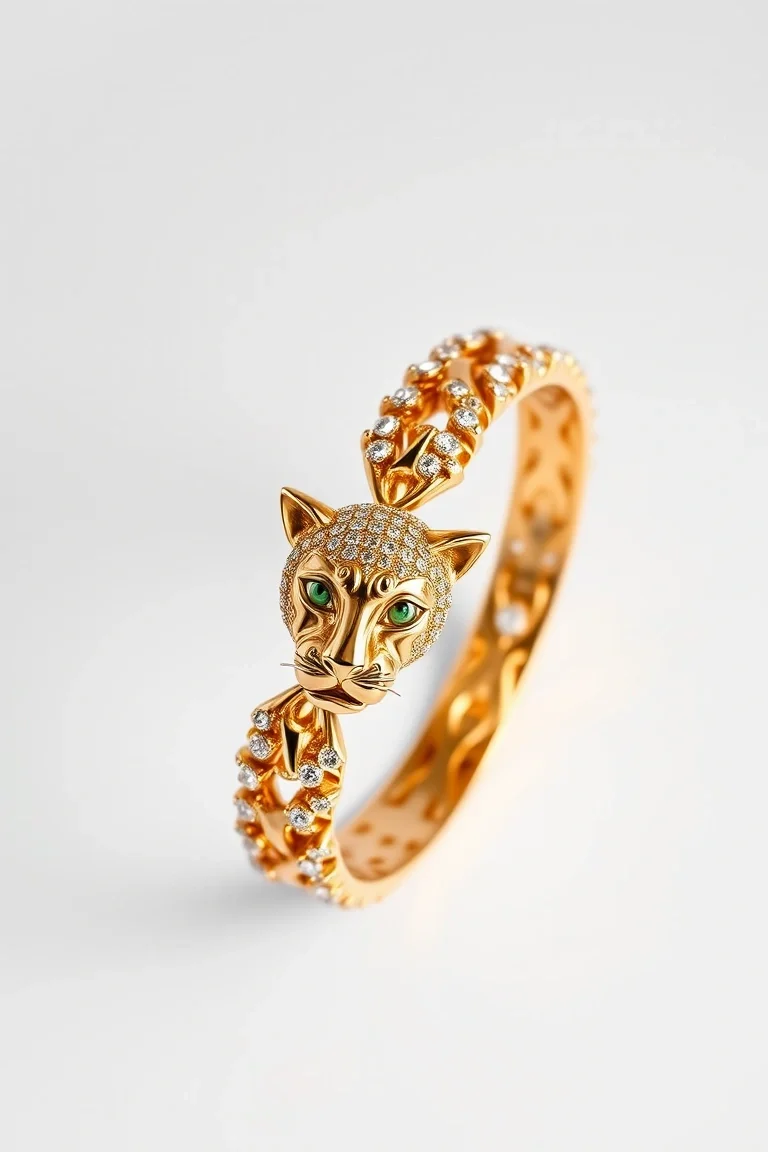 14K Panther Bracelet 8 In.