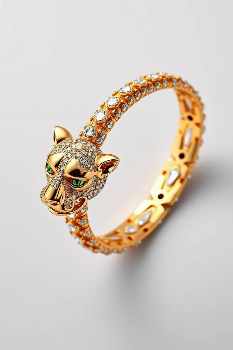 14K Panther Bracelet 8 In.