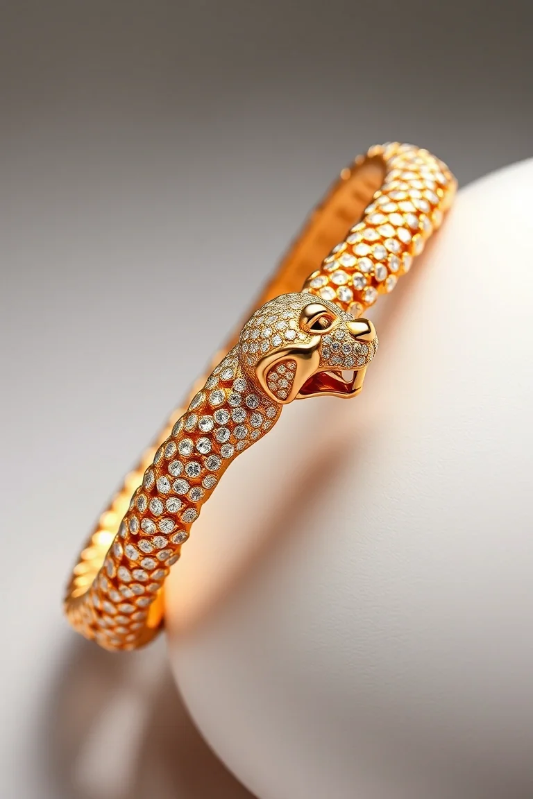 14K Panther Bracelet 8 In.