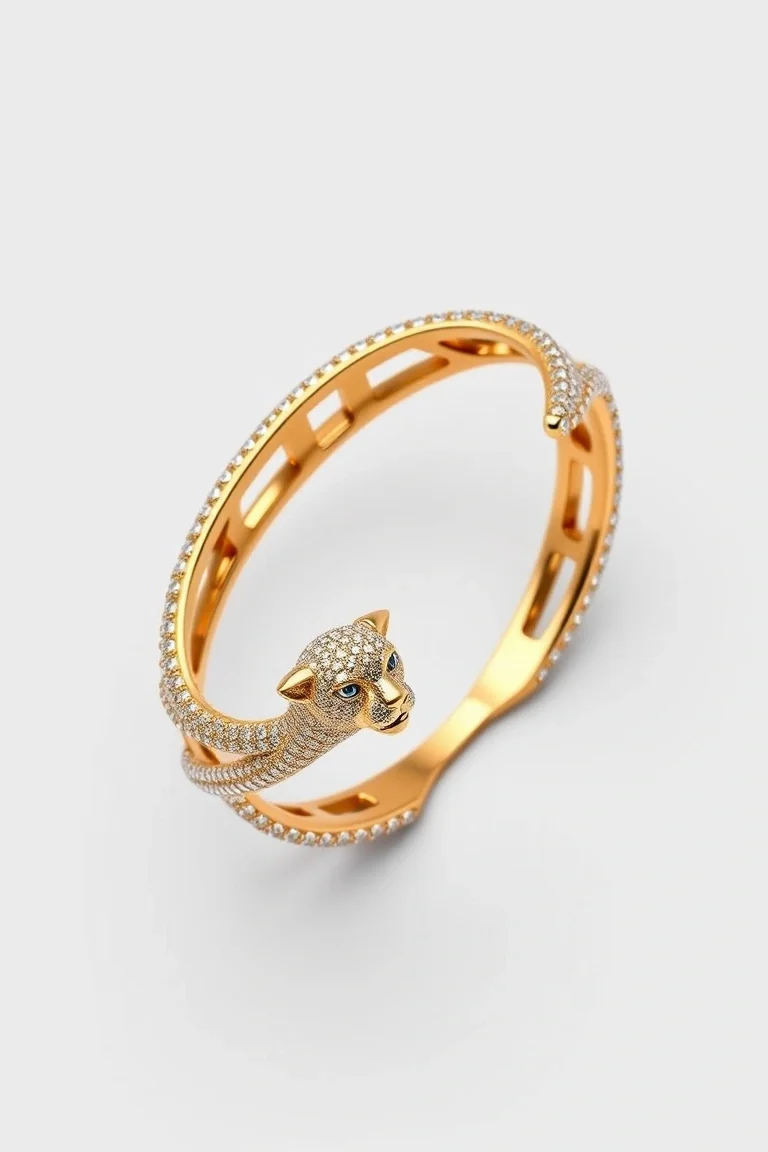 14K Panther Bracelet 8 In.