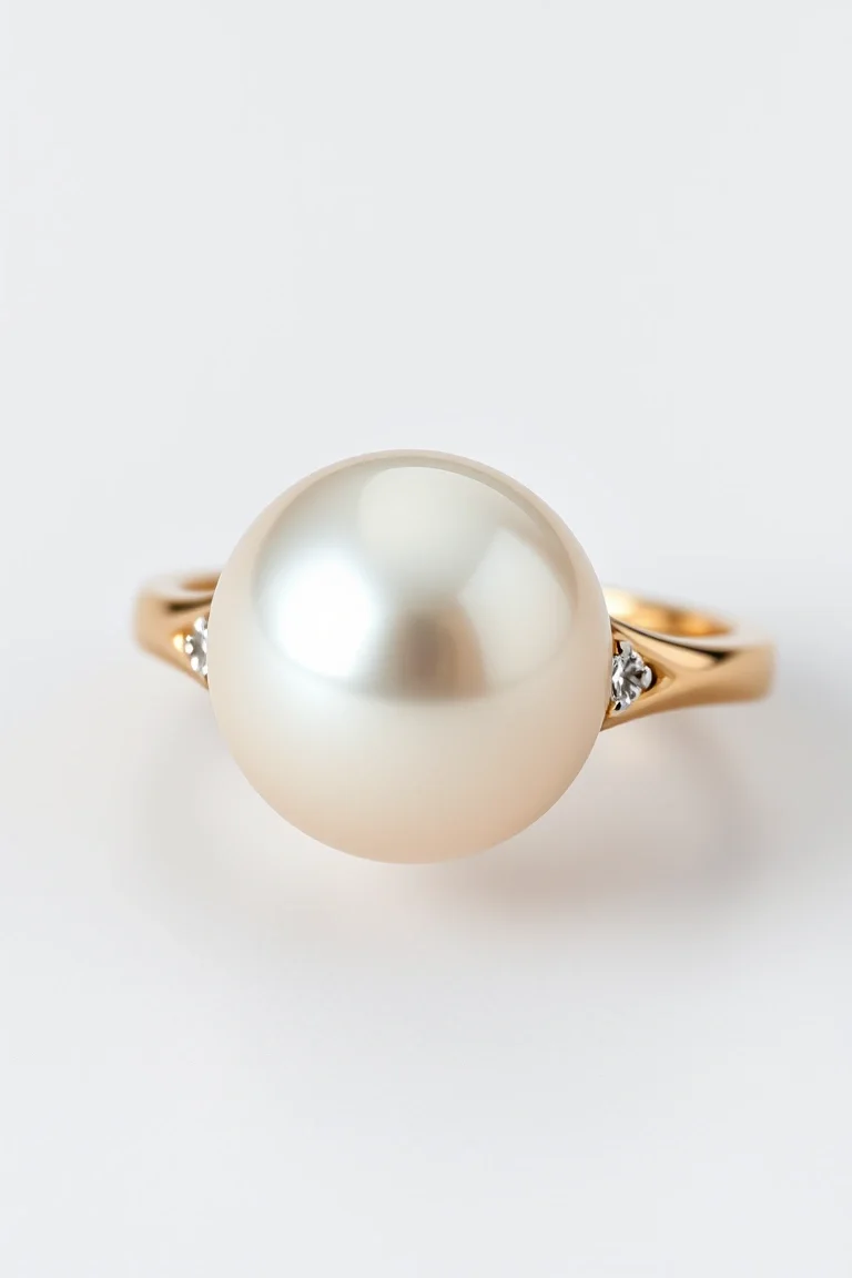 14K Pearl/Diamond Ring 4mm Center