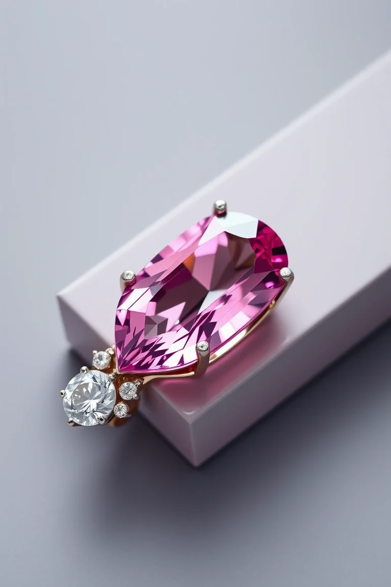 14K PINK TOURMALINE/DIAMOND SLIDE