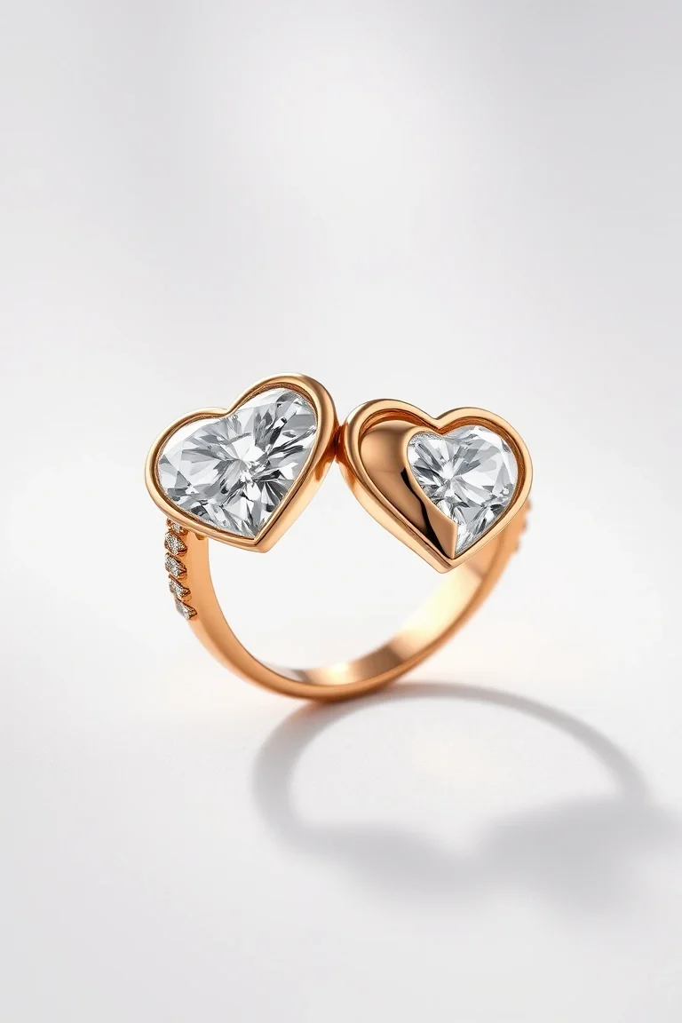 14K POL 2 HEARTS RING