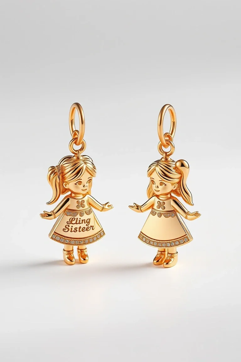 14K Polished Big Sister, Little Sister