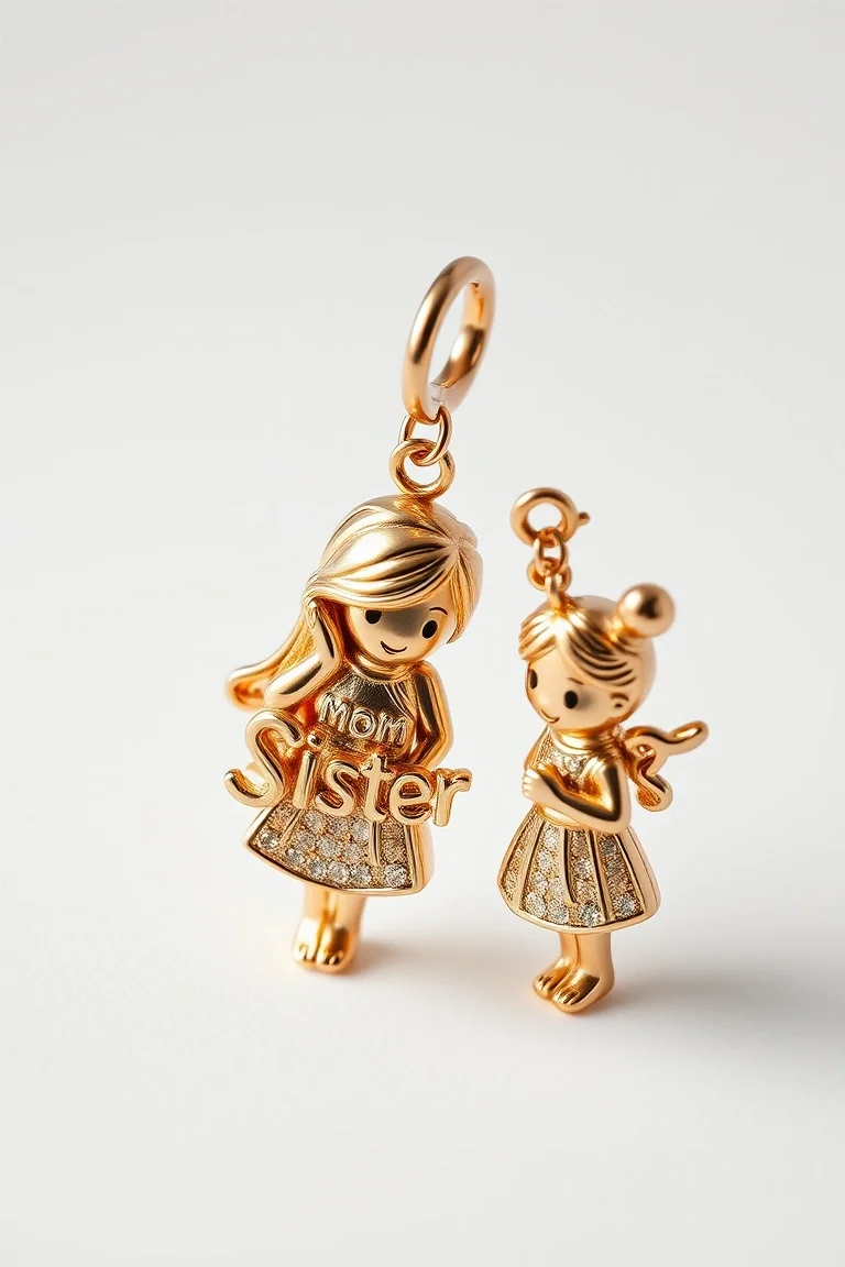 14K Polished Big Sister, Mom, Little Sister